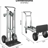 Cosco 2-in-1 Hybrid Hand Truck, 1000 lb Capacity, 4 Casters, 19.50"L x 19.50"W x 48"H, Black