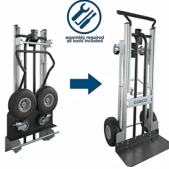 Cosco 2-in-1 Hybrid Hand Truck, 1000 lb Capacity, 4 Casters, 19.50"L x 19.50"W x 48"H, Black