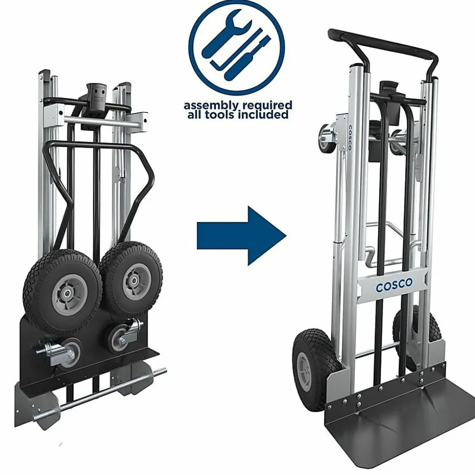 Cosco 2-in-1 Hybrid Hand Truck, 1000 lb Capacity, 4 Casters, 19.50"L x 19.50"W x 48"H, Black