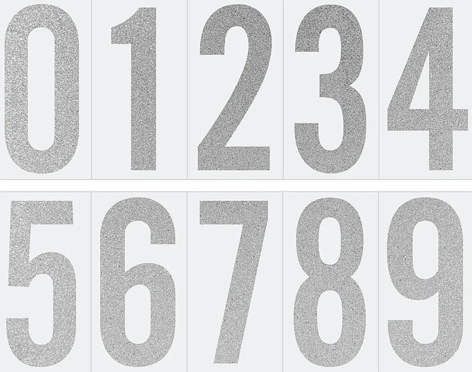 COSCO® Reflective Adhesive Numbers, 3"/4", Reflective Silver, Pack Of 50 Numbers
