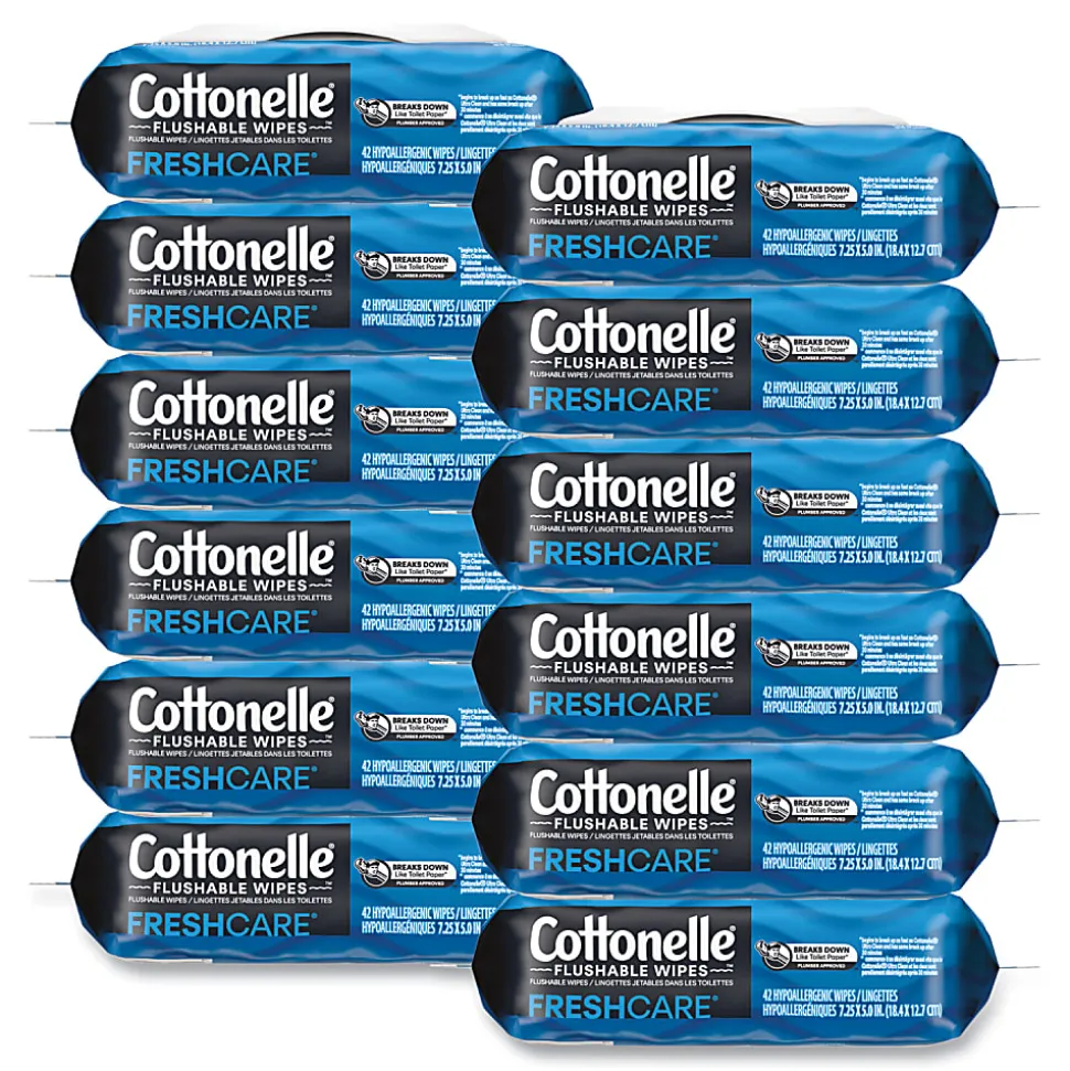Cottonelle® Fresh Care Flushable Cleansing Cloths, 1-Ply, 3.75 x 5.5, White, 42/Pack, 12 Packs/Carton