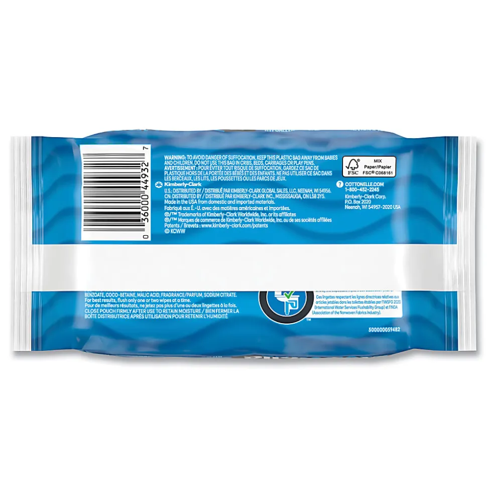 Cottonelle® Fresh Care Flushable Cleansing Cloths, 1-Ply, 3.75 x 5.5, White, 42/Pack, 12 Packs/Carton