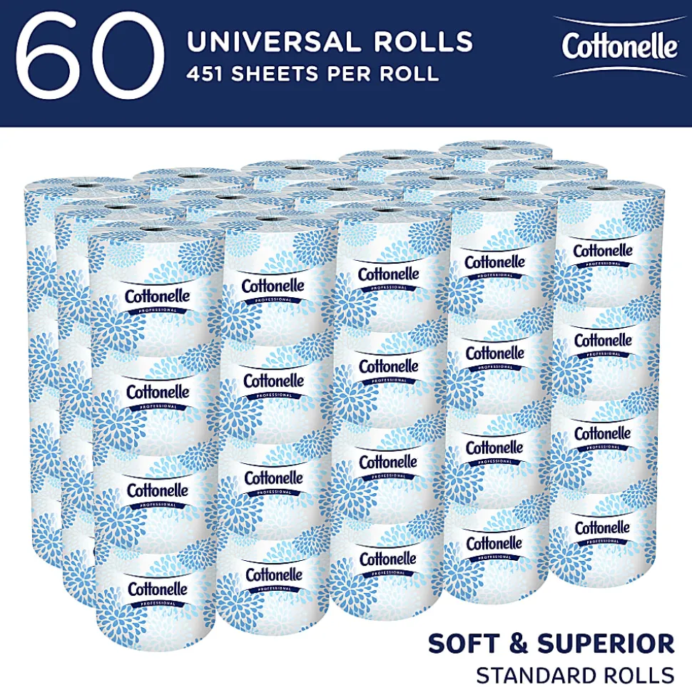 Cottonelle Professional Bulk Toilet Paper for Business (17713), Standard Toilet Paper Rolls, 2-PLY, White, 60 Rolls / Case, 451 Sheets / Roll