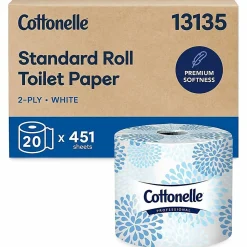 Cottonelle® Professional Bulk Toilet Paper for Business, Standard Toilet Paper Rolls, 2 Ply, 451 Sheets Per Roll, Pack Of 20 Rolls
