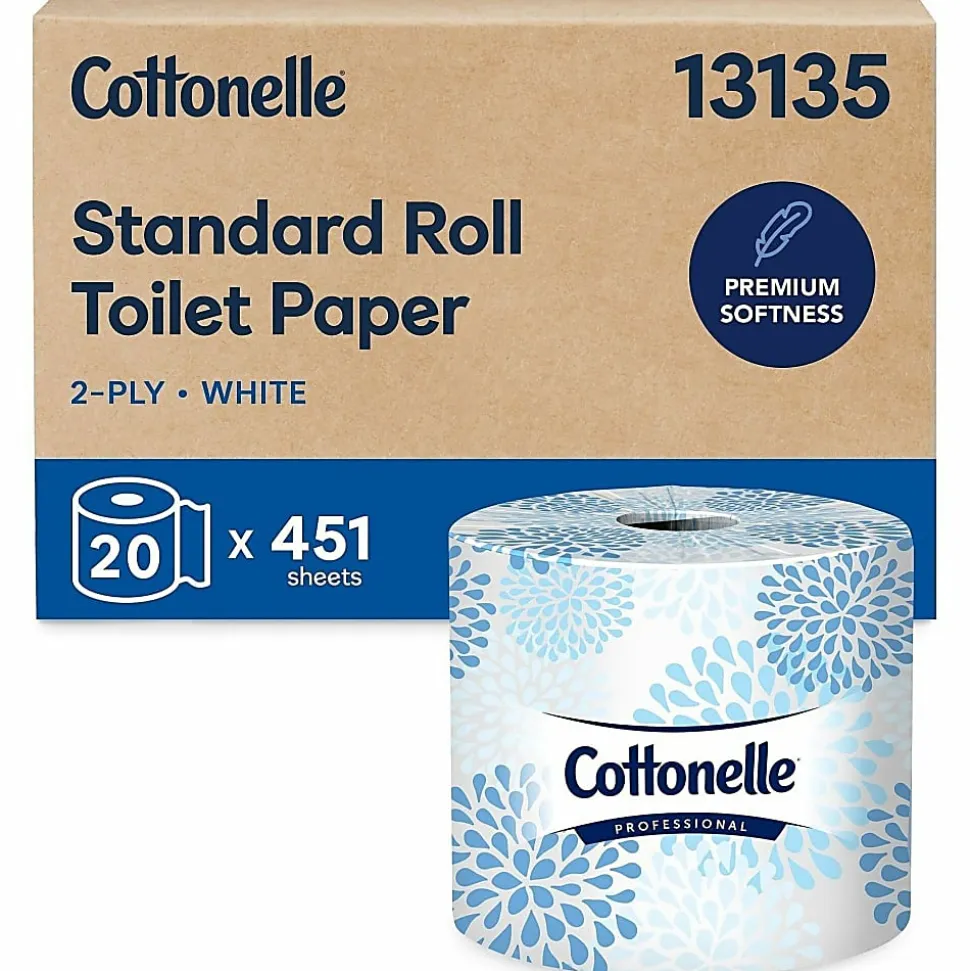 Cottonelle® Professional Bulk Toilet Paper for Business, Standard Toilet Paper Rolls, 2 Ply, 451 Sheets Per Roll, Pack Of 20 Rolls