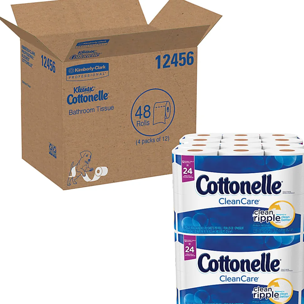 Cottonelle® Professional Standard Roll Toilet Paper, 1-Ply Septic Safe Bathroom Tissue, White, 170 Sheets per Roll, Case of 48 Rolls