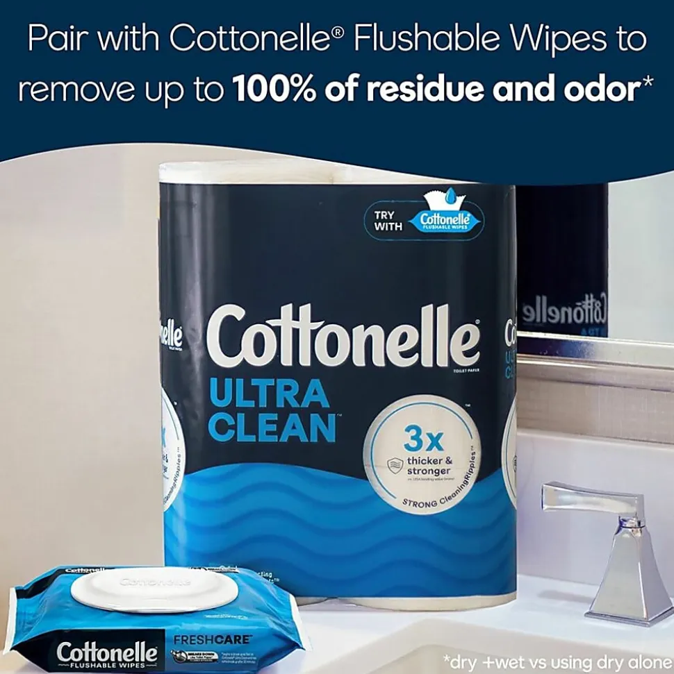 Cottonelle Ultra Clean Toilet Paper - 1 Ply - White - Paper - 12 / Pack
