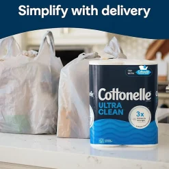 Cottonelle Ultra Clean Toilet Paper - 1 Ply - White - Paper - 12 / Pack