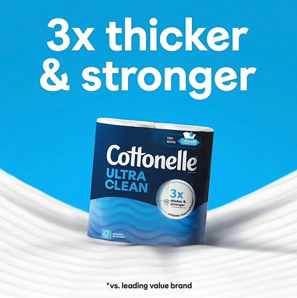 Cottonelle Ultra Clean Toilet Paper - 1 Ply - White - Paper - 12 / Pack