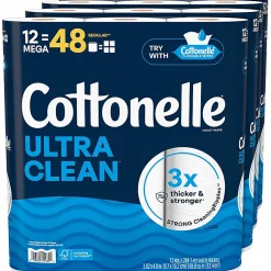 Cottonelle Ultra Clean Toilet Paper - 1 Ply - 248 Sheets/Roll - White - Paper, FiberPack - 12/Pack - 4 / Carton