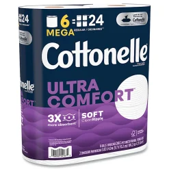 Cottonelle® Ultra ComfortCare Toilet Paper, Soft Tissue, Mega Rolls, Septic Safe, 2-Ply, White, 284/Roll, 6 Rolls/Pack, 36 Rolls/Carton