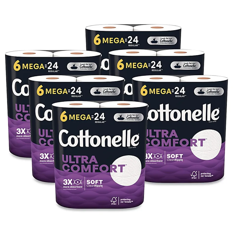 Cottonelle® Ultra ComfortCare Toilet Paper, Soft Tissue, Mega Rolls, Septic Safe, 2-Ply, White, 284/Roll, 6 Rolls/Pack, 36 Rolls/Carton