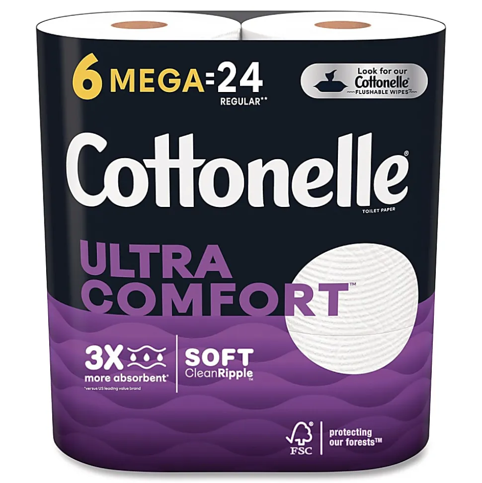 Cottonelle® Ultra ComfortCare Toilet Paper, Soft Tissue, Mega Rolls, Septic Safe, 2-Ply, White, 284/Roll, 6 Rolls/Pack, 36 Rolls/Carton