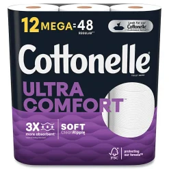 Cottonelle® Ultra ComfortCare Toilet Paper, Soft Tissue, Mega Rolls, Septic Safe, 2-Ply, White, 284/Roll, 12 Rolls/Pack, 48 Rolls/Carton