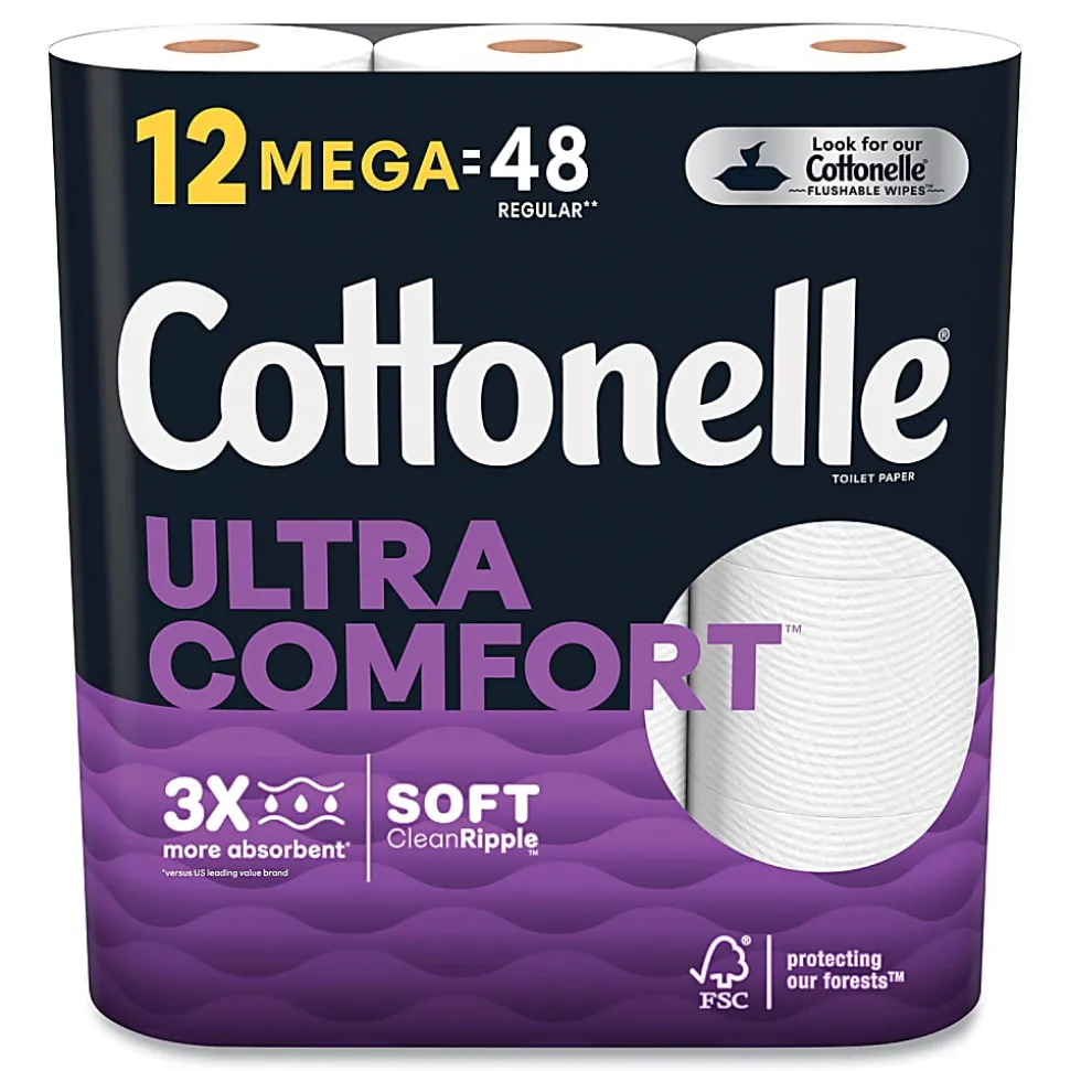 Cottonelle® Ultra ComfortCare Toilet Paper, Soft Tissue, Mega Rolls, Septic Safe, 2-Ply, White, 284/Roll, 12 Rolls/Pack, 48 Rolls/Carton