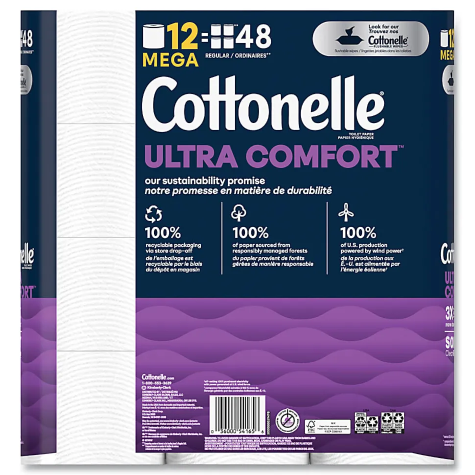 Cottonelle® Ultra ComfortCare Toilet Paper, Soft Tissue, Mega Rolls, Septic Safe, 2-Ply, White, 284/Roll, 12 Rolls/Pack, 48 Rolls/Carton