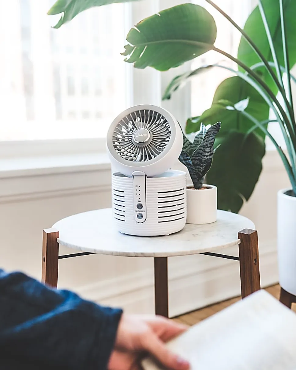 Crane Air Purifier With UVC, 150 Sq. Ft. Coverage, White