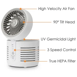 Crane Air Purifier With UVC, 150 Sq. Ft. Coverage, White