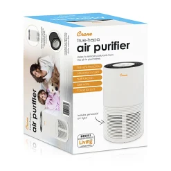 Crane True HEPA Air Purifier with Germicidal UV Light, 300 Sq Ft. Coverage, 9 1/2" x 9 1/2" x 15 1/3", White