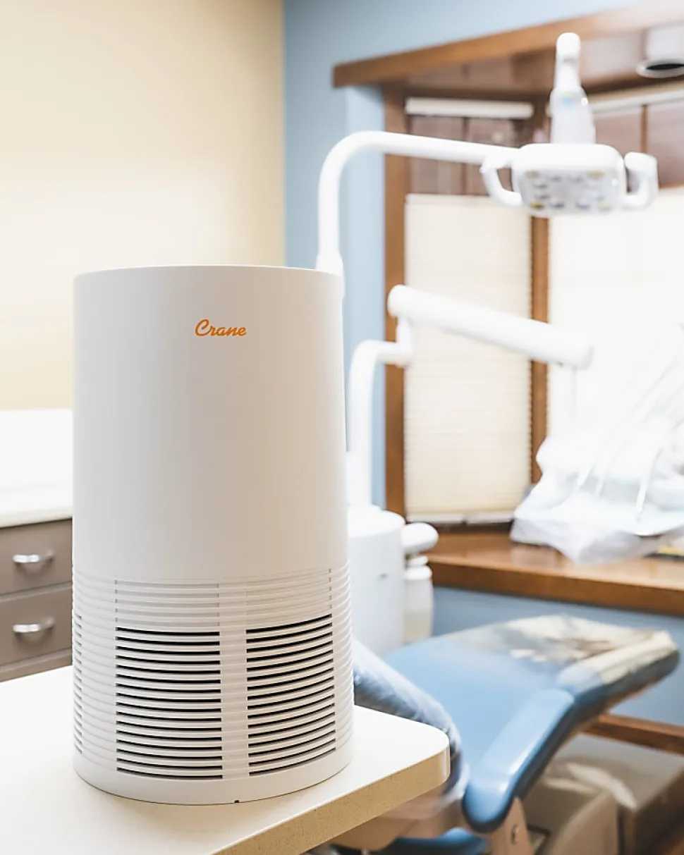 Crane True HEPA Air Purifier with Germicidal UV Light, 300 Sq Ft. Coverage, 9 1/2" x 9 1/2" x 15 1/3", White