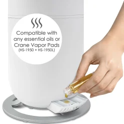 Crane Ultrasonic Cool Mist Tower Humidifier, 2 Gallon, 8-1/2" x 8-1/2" x 22", White