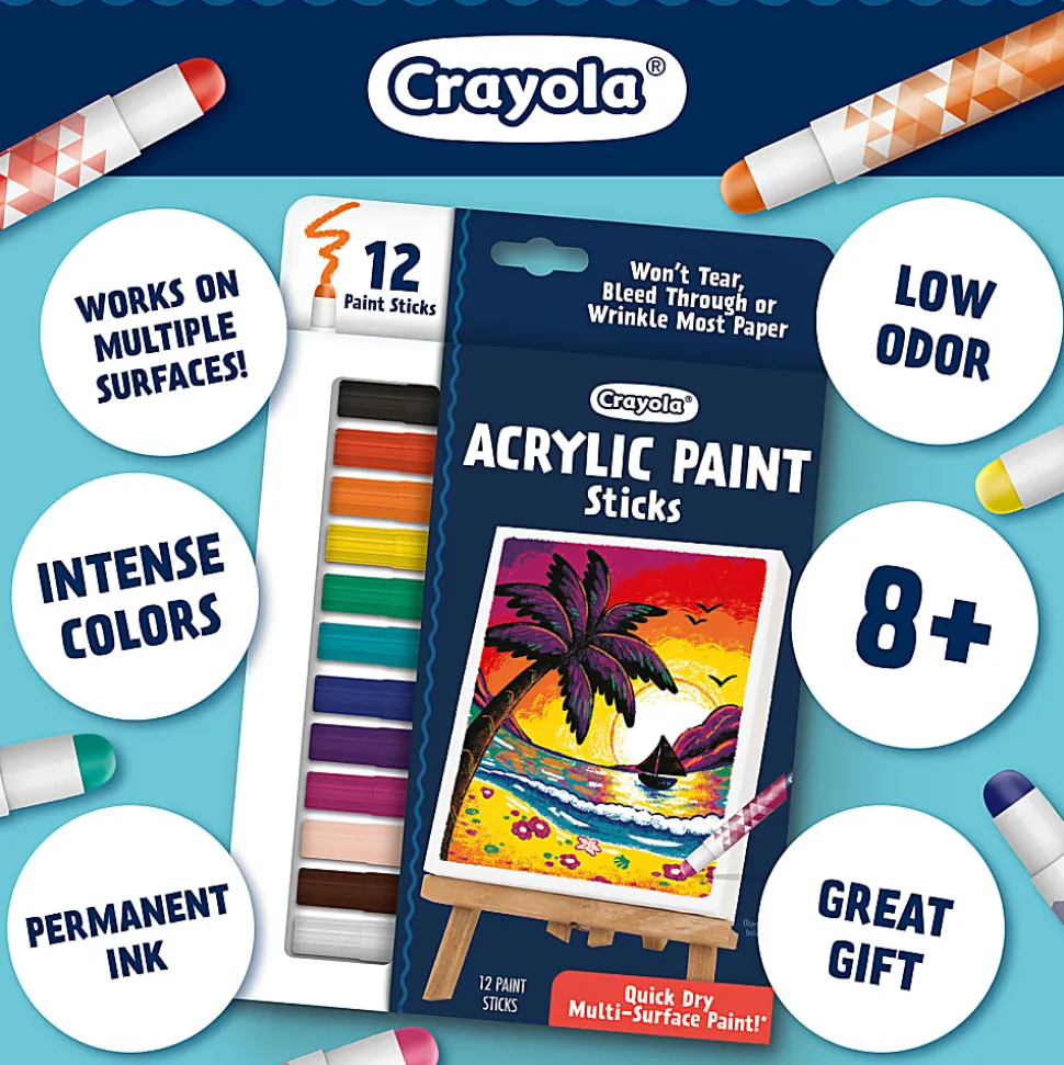 Crayola Acrylic Paint Doodle Sticks, Pack Of 12