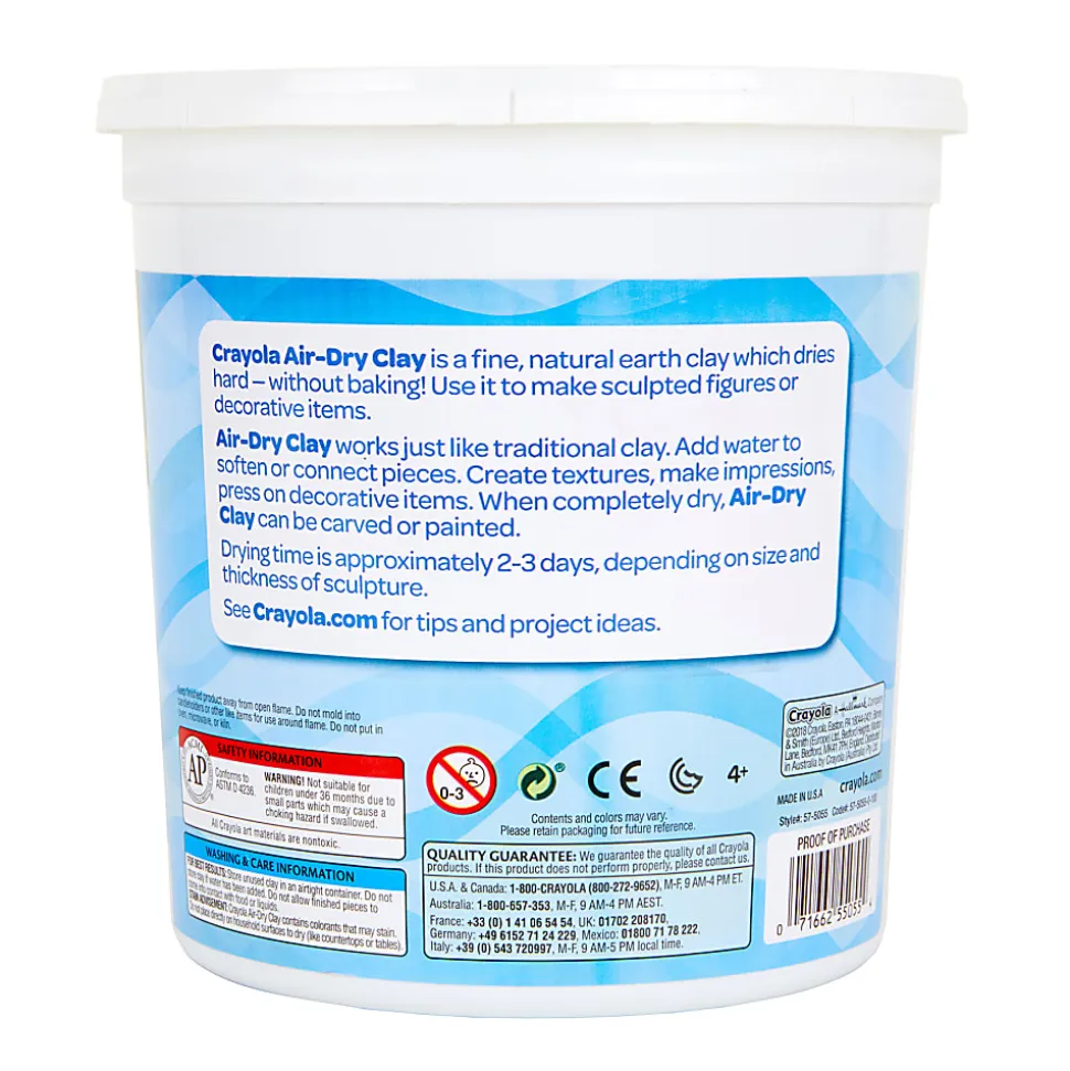 Crayola® Air-Dry Clay, 5 Lb, White, Pack of 2 Tubs