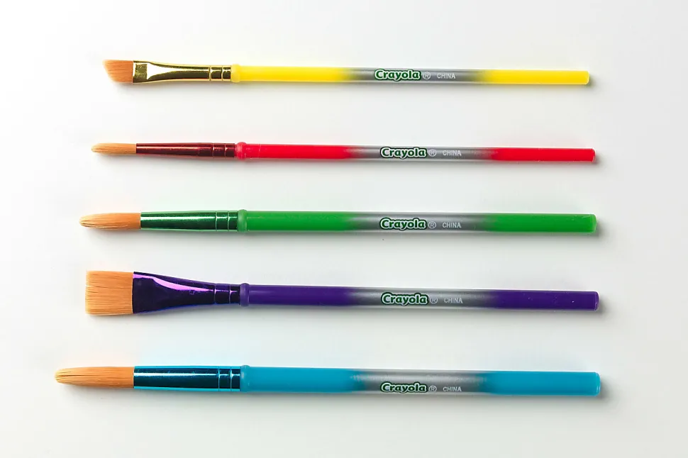 Crayola® Arts & Crafts Synthetic Brushes, Assorted, Pack Of 5