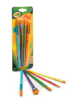 Crayola® Arts & Crafts Synthetic Brushes, Assorted, Pack Of 5