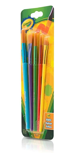 Crayola® Arts & Crafts Synthetic Brushes, Assorted, Pack Of 5