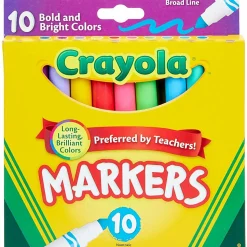 Crayola® Bold And Bright Broad Line Markers, Conical Point, White Barrel, Assorted Ink Colors, Box Of 10 Markers