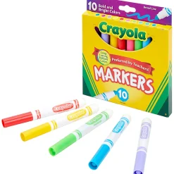Crayola® Bold And Bright Broad Line Markers, Conical Point, White Barrel, Assorted Ink Colors, Box Of 10 Markers