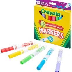 Crayola® Bold And Bright Broad Line Markers, Conical Point, White Barrel, Assorted Ink Colors, Box Of 10 Markers