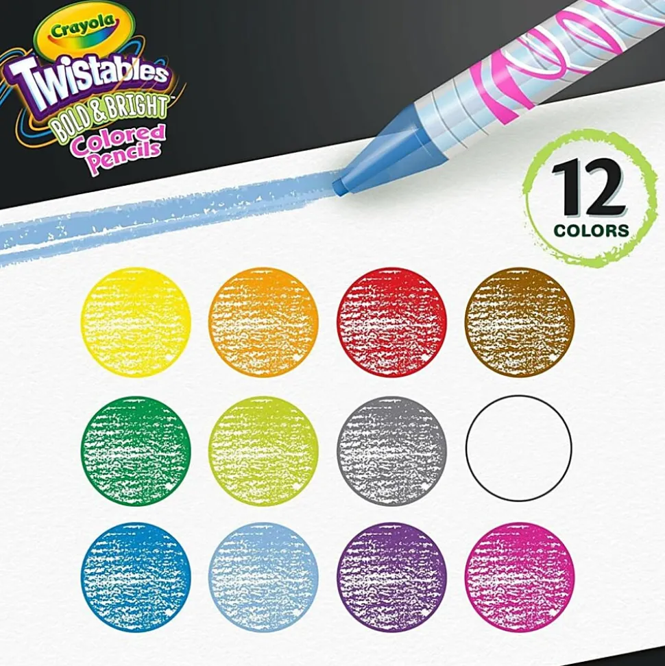 Crayola® Bold & Bright Twistable Pencils, Assorted Colors, Pack Of 12 Pencils