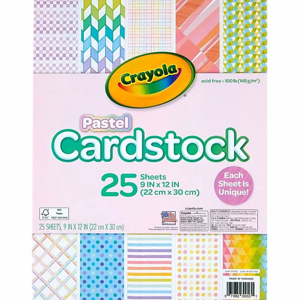 Crayola® Bright Pop Cardstock, 9” x 12”, Pastel, Pack Of 25 Pieces