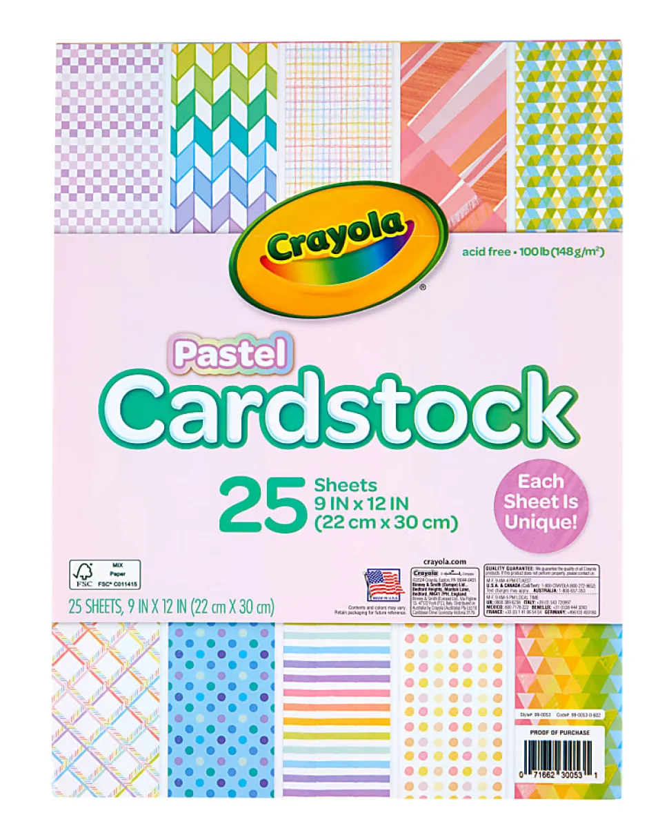 Crayola® Bright Pop Cardstock, 9” x 12”, Pastel, Pack Of 25 Pieces