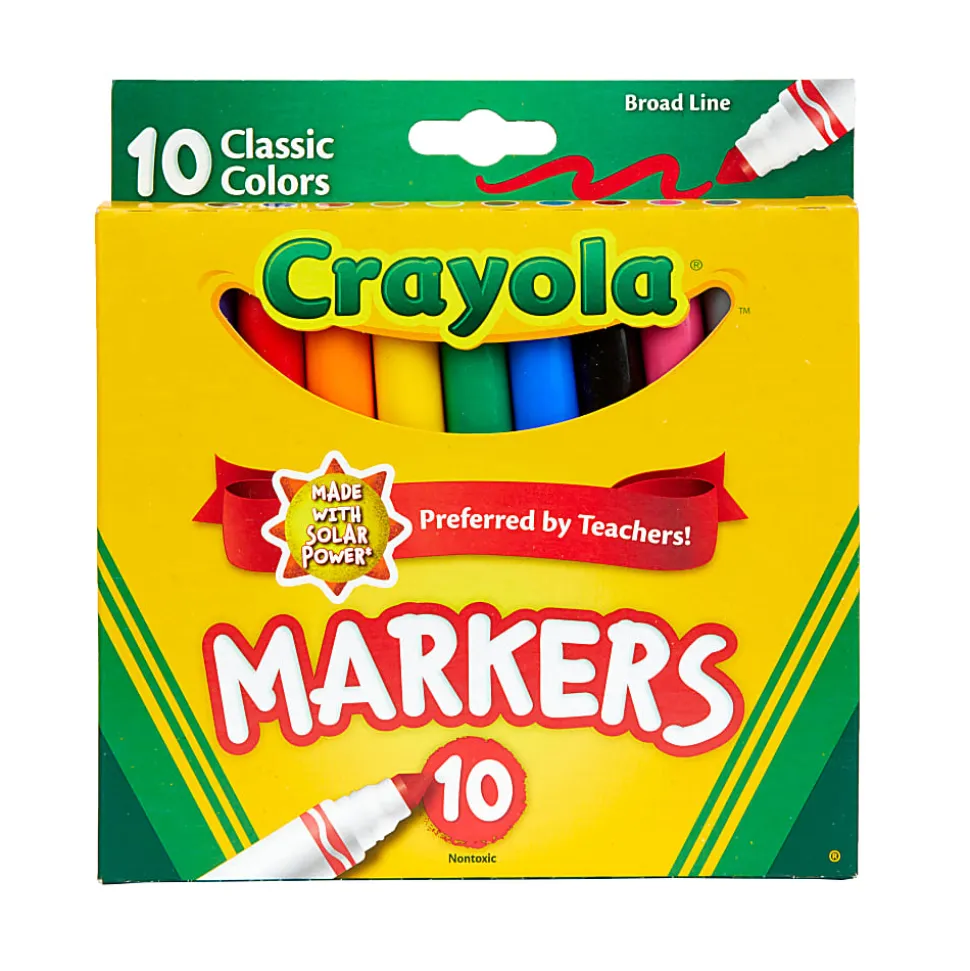 Crayola® Broad Line Markers, Assorted Classic Colors, Box Of 10