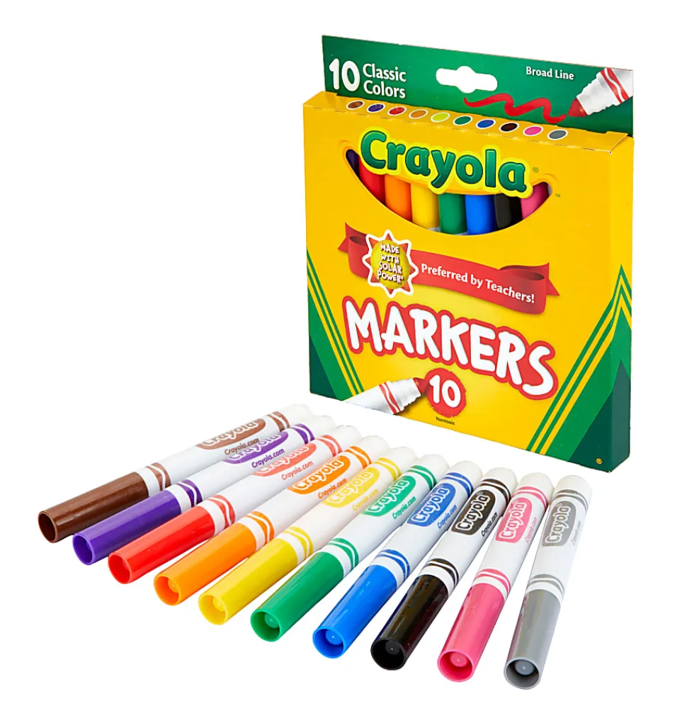 Crayola® Broad Line Markers, Assorted Classic Colors, Box Of 10