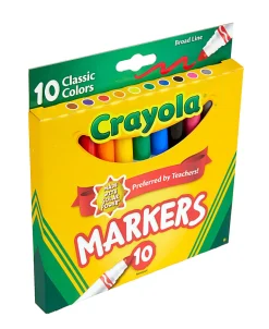 Crayola® Broad Line Markers, Assorted Classic Colors, Box Of 10