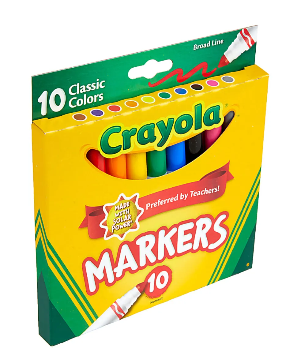 Crayola® Broad Line Markers, Assorted Classic Colors, Box Of 10