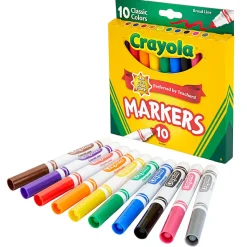 Crayola Broad Line Markers, Pack Of 6 Boxes, Broad Tips, Classic Colors, 10 Markers Per Box