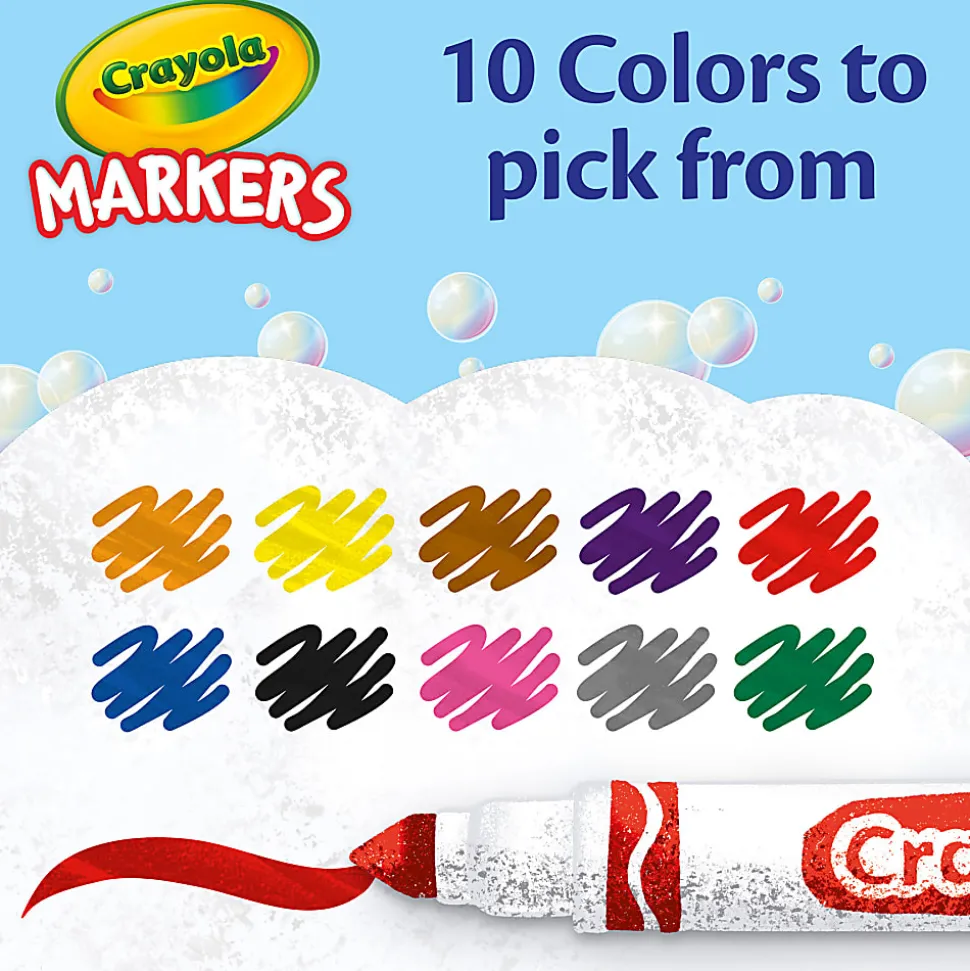 Crayola Broad Line Markers, Pack Of 6 Boxes, Broad Tips, Classic Colors, 10 Markers Per Box