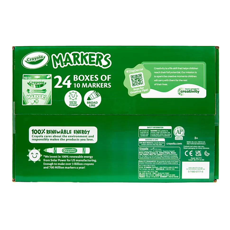 Crayola Bulk Broadline Markers, 10 count, 24 cases Assorted Colors