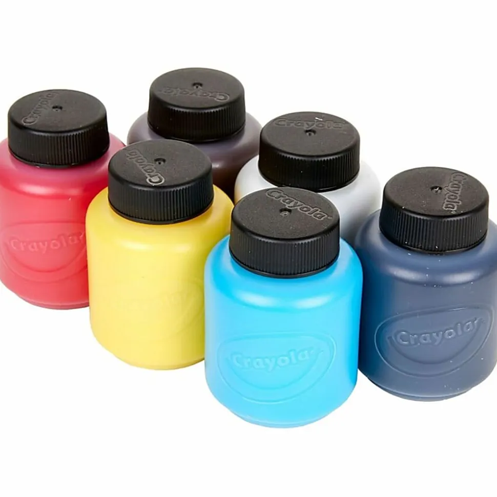 Crayola 6-color Acrylic Paint Set - 2 oz - 6 / Set - Deep Red, Brilliant Yellow, Burnt Umber, Ivory Black, Titanium White, Brilliant Blue