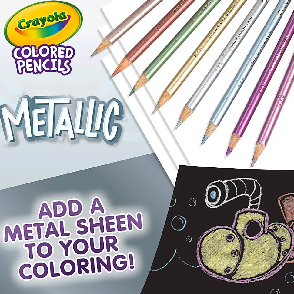 Crayola Colored Pencils, Metallic, 8 Pencils Per Pack, Bundle Of 6 Packs