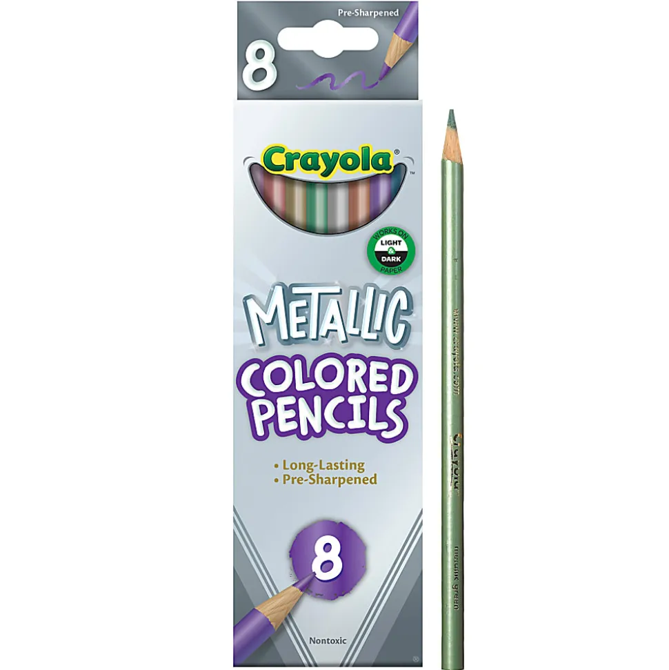 Crayola Colored Pencils, Metallic, 8 Pencils Per Pack, Bundle Of 6 Packs