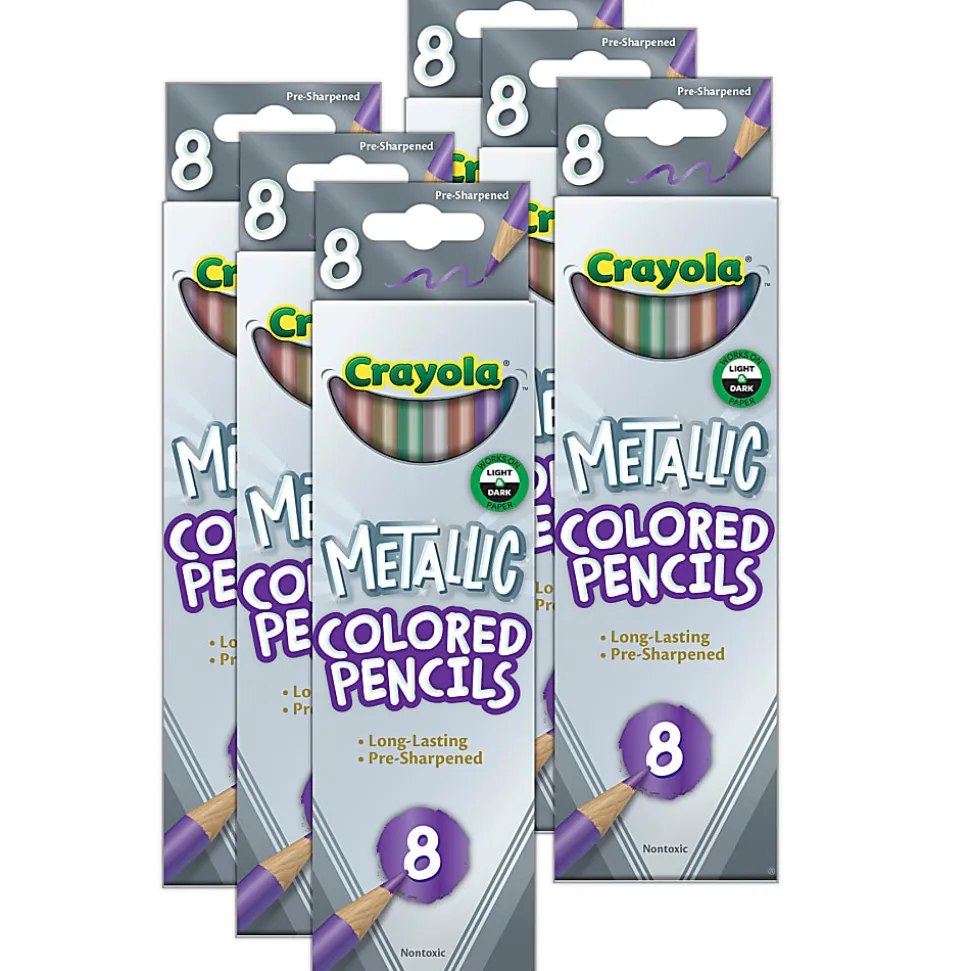 Crayola Colored Pencils, Metallic, 8 Pencils Per Pack, Bundle Of 6 Packs