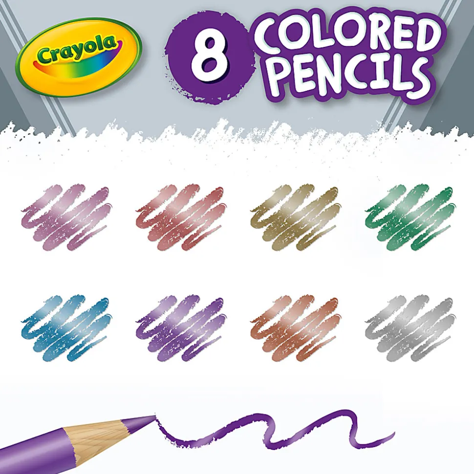 Crayola Colored Pencils, Metallic, 8 Pencils Per Pack, Bundle Of 6 Packs