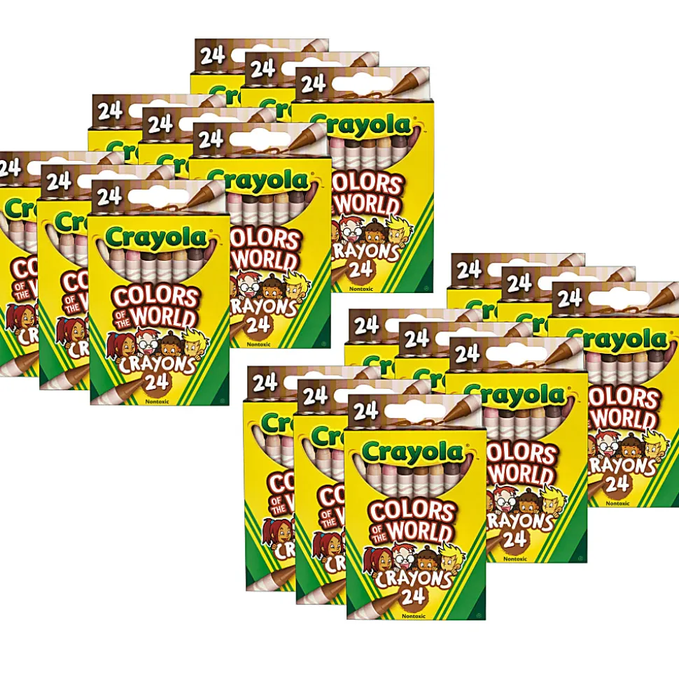 Crayola Colors Of The World Crayons, Assorted Colors, 24 Crayons Per Pack, Set Of 12 Packs
