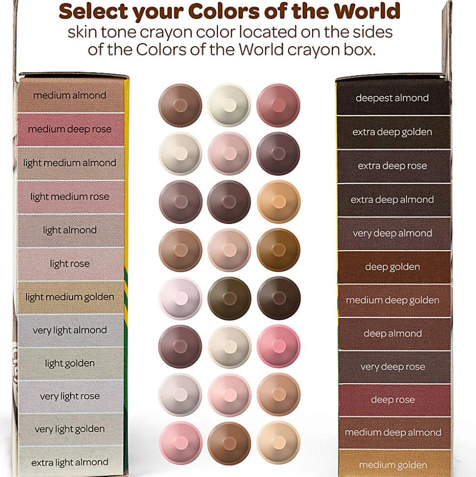 Crayola Colors Of The World Crayons, Assorted Colors, 24 Crayons Per Pack, Set Of 12 Packs